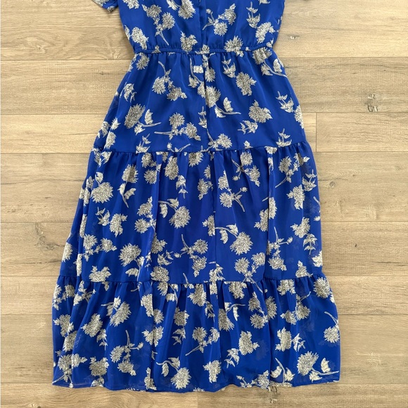 Lulus Floral Print Royal Blue Midi Dress XS/S - Picture 10 of 12